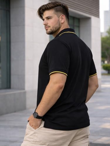 Image of Veirdo Men's Classic Fit Plus Size Polo T-Shirt, Half Sleeve, Stylish Cotton Tee, Formal & Casual Wear, Comfortable & Durable (3XL-5XL)