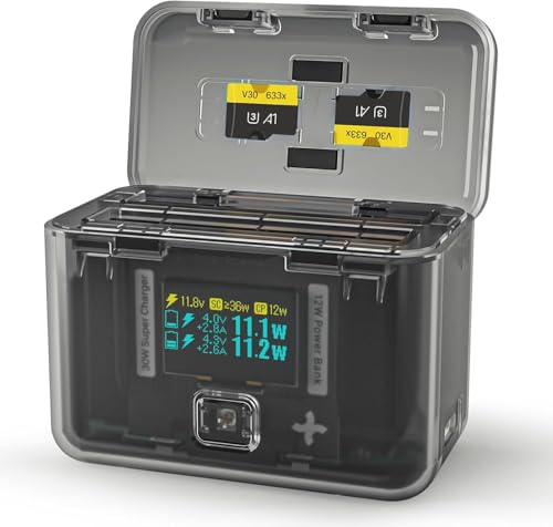 Image of Insta 360 X3 Battery Charger, 30W OLED Screen Intelligent Two Way Charging Case for Insta 360 X3, Compatible with Insta 360 X3 /ONE X2, Insta 360 X3 Charger Accessory, No Internal or X3 /X2 Battery