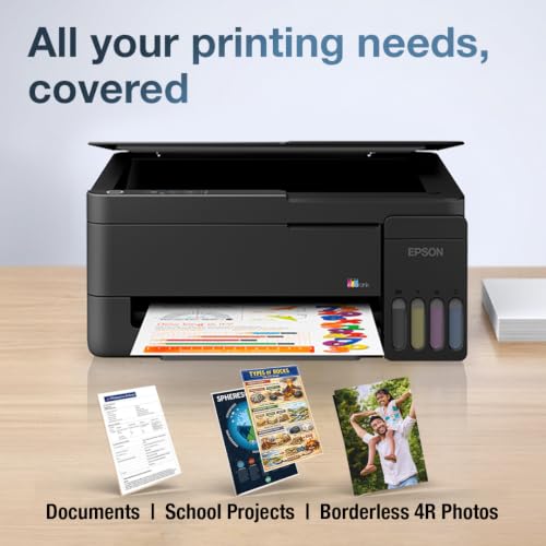Image of Epson EcoTank L3313 (New Launch) InkTank A4 Colour Printer, Scanner, Copier for Home & Office, 5760x1440dpi Resolution, Low Printing Cost at just 9 Paise per Black Print and 33 Paise per Colour Print