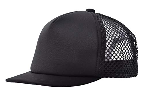 オープンメッシュ ツバ短キャップ 黒/黒/黒