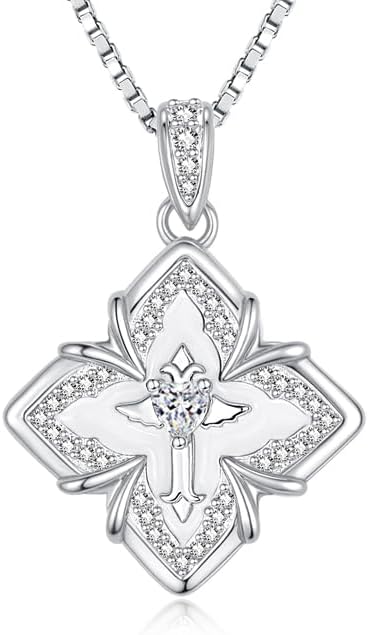 HeartMelody Clover Necklaces for Women Gold,Cross Necklace Wedding Anniversary Birthday Gifts for Wife Her Mom, 18K White /Rose Gold /14 K Gold Womens Fashion Jewelry with Birthstone Pendant Lucky Necklaces