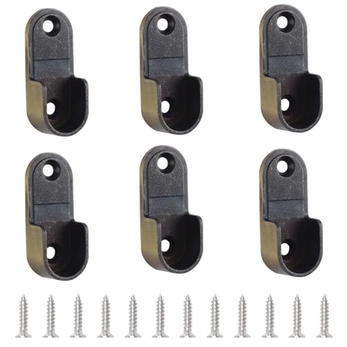 INCREWAY Lot de 6 supports de tringle de placard ovales en alliage de zinc avec vis pour tringles à rideaux Couleur bronze