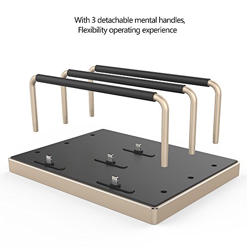 Apple Dock Apple Charging Station Mangotek 4 Ports Charging Base Organizer Built in Original Lightning connectors for iPhone X, iPhone 8, 8 Plus,7,7 Plus, iPad, Airpods, Apple MFi Approved(Gold)