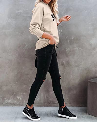 Womens Crewneck Sweatshirt Raglan Long Sleeve Mama Letter Print Graphic Shirts Casual Pullover Tops Apricot X-Large #TOP5