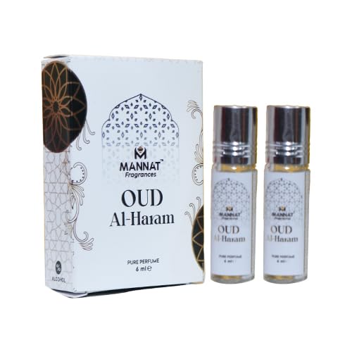 Mannat Oud Al Haram Attar Combo | Concentrated Perfume Oil | Long-Lasting Roll-On | Unisex Oudh Fragrance | 6ML (Pack of 2)