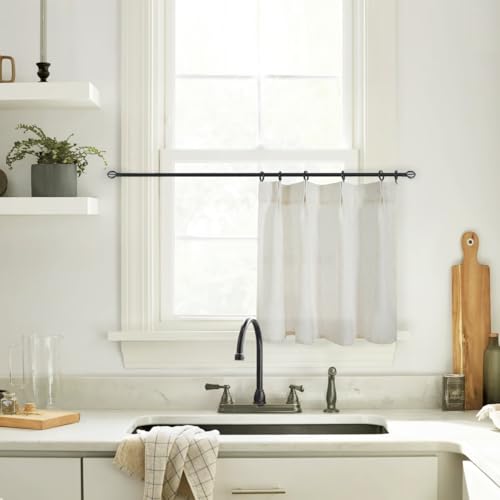 Basement Window Curtains 15 or 16 Inches Long,Sheer Adjustable Height Pinch Pleated Linen Bathroom...