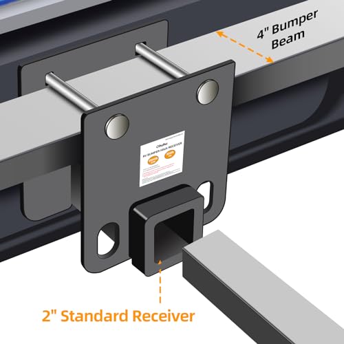 Image of Ohuhu RV Bumper Hitch 2 inch Receiver Adapter with Hitch Pin and Hitch Cover