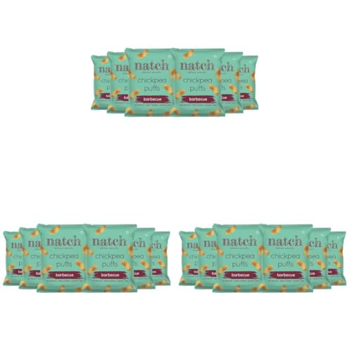 Image of Natch Chickpea Protein Puffs, Healthy Snacks, Rich in Fiber, Not Fried Not Baked Gluten Free, Vegan, Trans Fat Free, Barbecue, 20g each (Pack of 18)