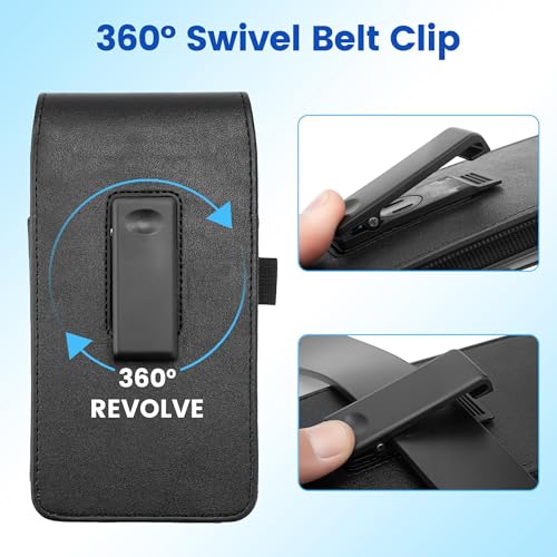 Mopaclle Phone Holster with 360° Rotating Clip,Cell Phone Belt Holder Compatible with iPhone 17 Pro Max/Air,iPhone 16 Pro Max,15 14 Pro Max & Plus,Galaxy S25+/S24+/S23+ & FE Models, Fit with Case On