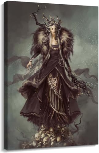Binyeen Norse Mythology Decor Hel Poster Prints for Walls Living Room Decoration Items Paintings for Hallway Contemporary Canvas Bathroom Picture Art (20.00''x30.00'',Framed)
