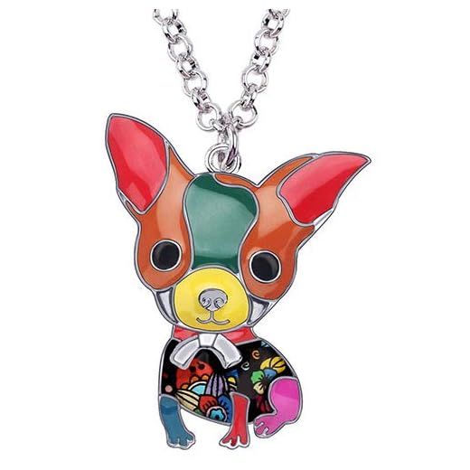 AdronQ Collar  Aleación De Esmalte Chihuahua Perro Gargantilla Colgante Collar De Cadena Collar De Joyería De Moda para