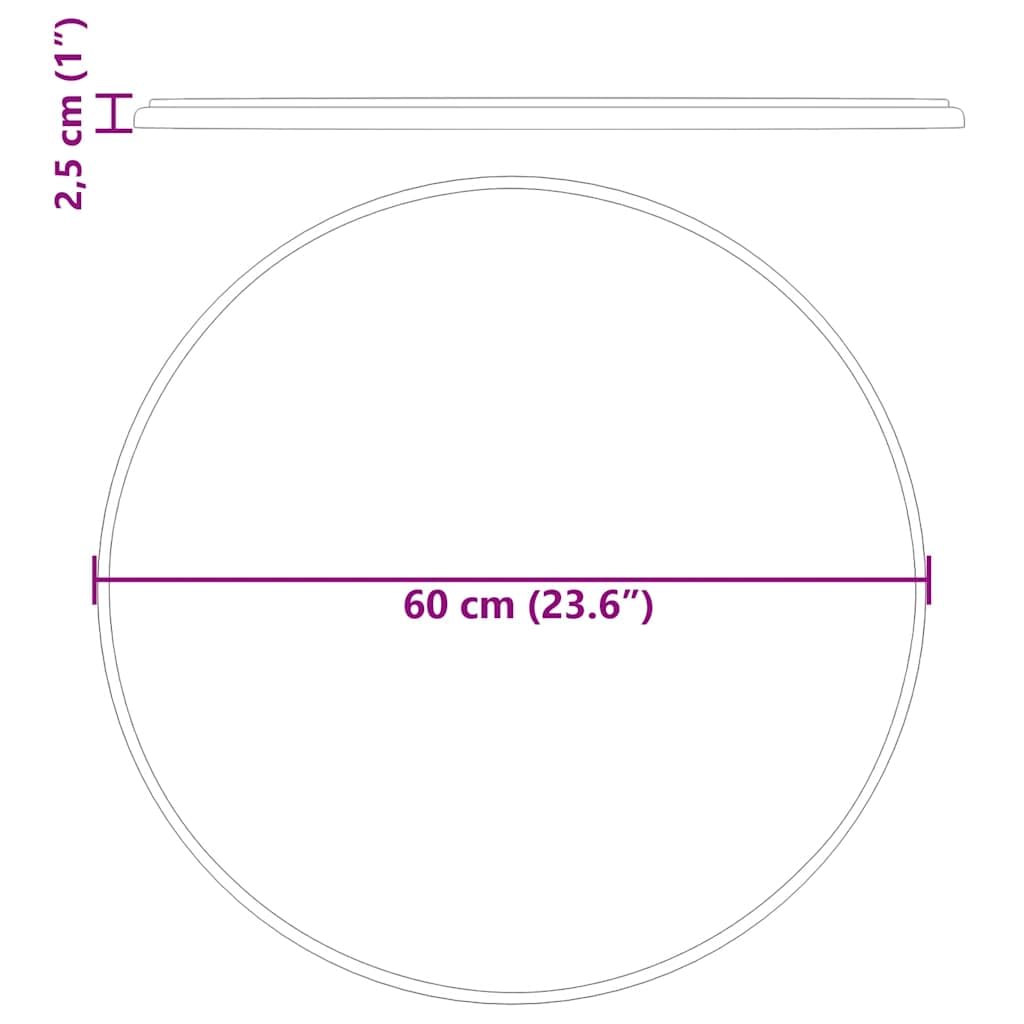 Graue Marmorplatte Ø60x2,5 cm für Esstisch, Couchtisch, Gartentisch Ersatzplatte für Möbel, DIY BAU, Arbeitsplatte, Küchen- und Wohnzimmerzubehör