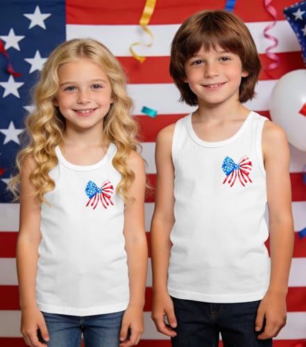 Image of Ithalt Girls 4th of July Tank Top for Kids Boys USA Patriotic Shirt American Flag Tshirt Red White and Blue Sleeveless