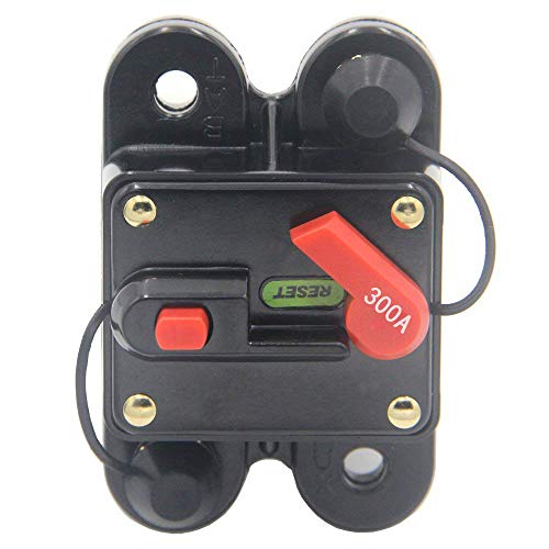 ZOOKOTO 300Amp Circuit Breaker Fuse Holder, Trolling Motor Auto Car Marine Boat Bike Stereo Audio Inline Fuse Inverter with Manual Reset 12V-24V DC (300A)