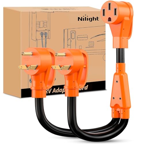 Image of Nilight RV Y Splitter Adapter Cord 30 Amp to 50 Amp TT-30P Male Plug to 14-50R Female Receptacle Heavy Duty Electrical STW Wire Waterproof Cord for RV Camper Van Trailer