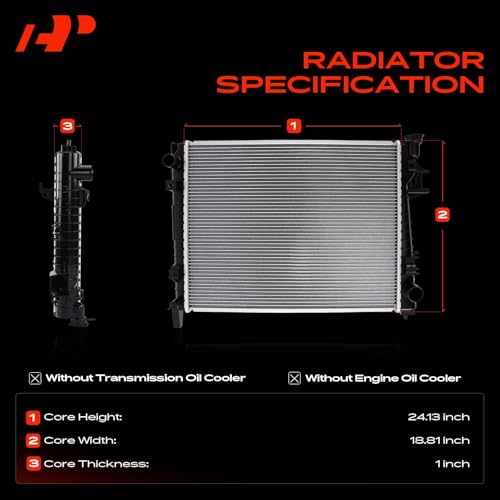 A-Premium Engine Coolant Radiator Assembly - Compatible with Dodge Ram 1500 2004-2008 3.7L 4.7L, 2003 V8 5.7L, 2002 5.9L, Ram 2500 2004-2008 4.7L, 2003 5.7L, Ram 3500 2003 5.7L, Automatic Transmission by A-Premium - Image 3