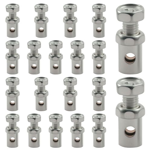 Zorveiio 20Pcs Universal Solderless Cable Nipples 6mm - Brake & Throttle Cable End Clamps for Motorcycle, Bicycle, Scooter, Car, Boat, Lawn Mower, Go Kart Repair Parts, Silver