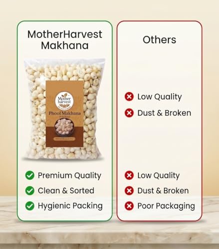 Image of Motherharvest Makhana 1kg (GW)| Premium Fox Nuts | Healthy Snack | Gluten-Free | Vegan | Keto-Friendly | Prasadam Makhana | Fox Nuts /Lotus Seeds| FREE MULTANI MITTI