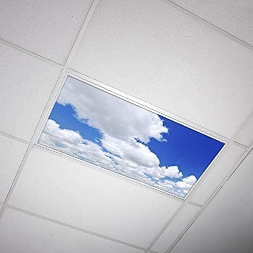 Fluorescent Light Cover for Classroom Ceiling Lights Clouds - Premium Backlit Film Insert 2x4 (22.38"x46.5") Florescent Fixture (Pack of 1) School, Office, Sensory, Improve Focus, Eliminate Headaches