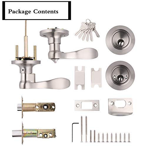 Gobrico Satin Nickel Entry Door Lockset With Deadbolt (Double Cylinder Deadbolt,Keyed On Both Sides)-5Pack #TOP4