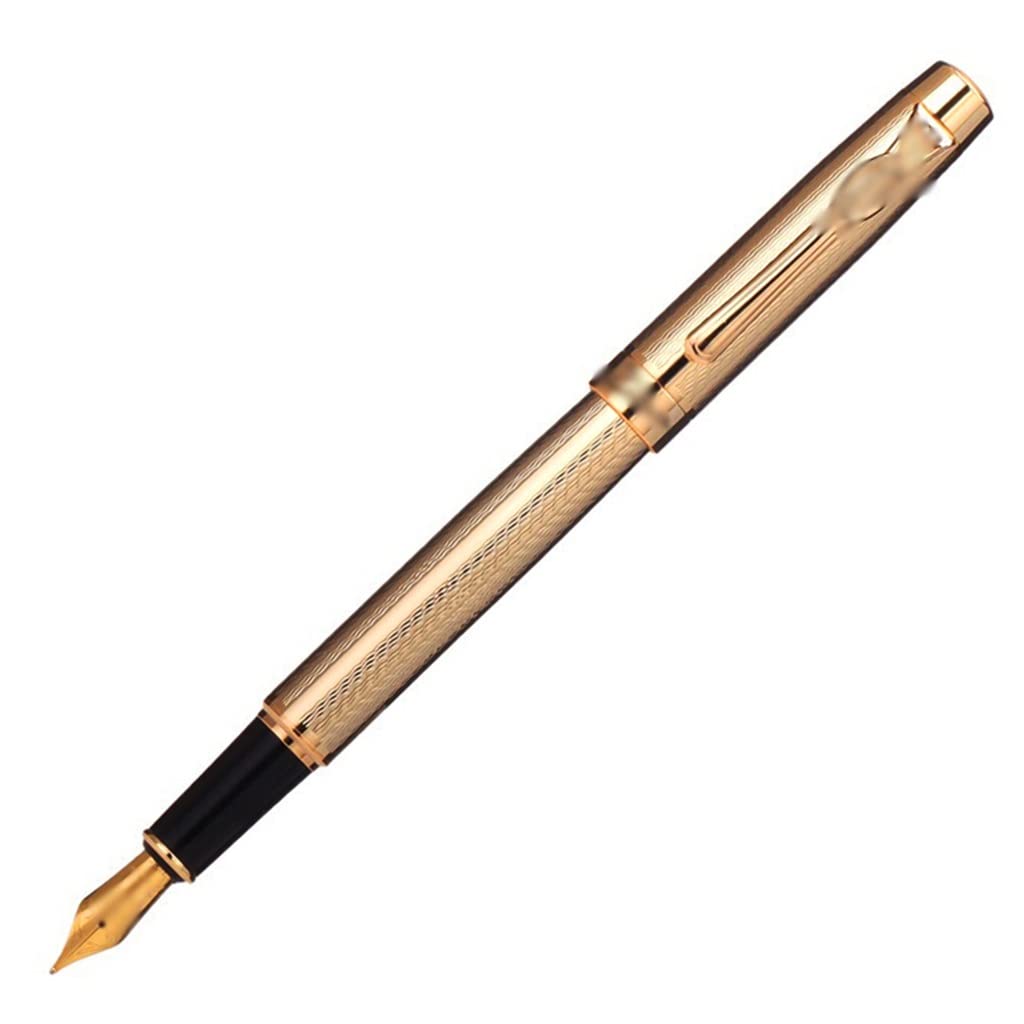Penna stilografica media da 0,6 mm, con clip dorata, penna a inchiostro per ufficio, lavoro, scuola
