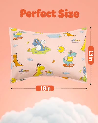 Image of ALVABABY Toddler Pillowcases 2 Pack Organic Cotton Fit 13 inchx 18 inch or 12 inchx16 inch Kids Pillow Cover Envelope for Girl Boy Travel(Pillowcase Only)