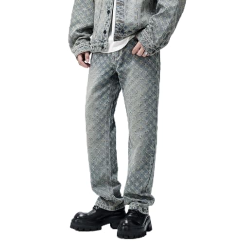 Jeans Pants Trousers Denim Spring and Autumn Vintage High Street Men's Loose Classic Set Versatile Long