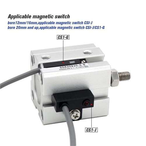 Vérin pneumatique double effet SDA25-B compact à filetage mâle - 6