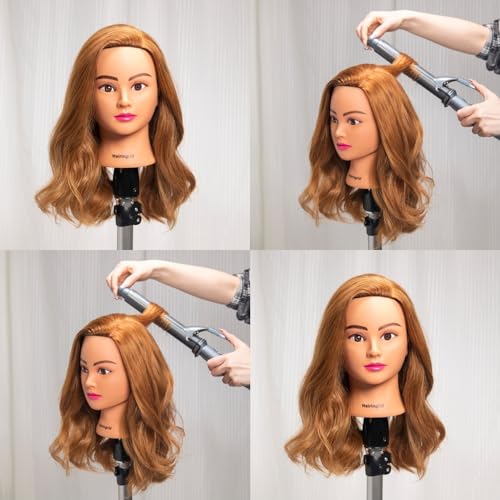 Hairingrid Mannequin Head 20"-22" 100% Human Hair Hairdresser Cosmetology Mannequin Manikin Training Head Hair and Free Clamp Holder (1906LB0414)