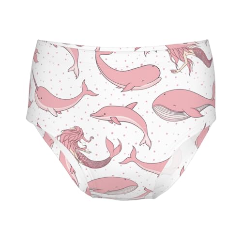 Mermaids With Narwhals Girls' Underwear Soft Cotton Little Girls Panties Comfort Briefs