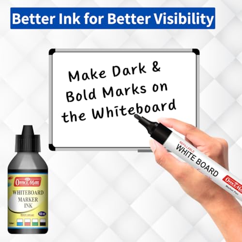 Image of Soni Officemate Whiteboard Marker Ink -100ml | Pack of 4 (Black)| Bright, Smooth & Long-Lasting Ink | Easy Wipe, Eco-Friendly