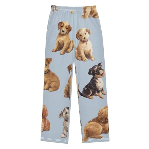 ZZXXB Puppy Dogs Print Boys Long Pants Soft Trousers Elastic Waist Kids Lounge Bottoms with Pockets S-XL