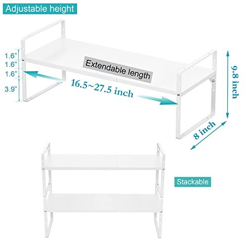 Ipegtop Expandable Cabinet Storage Shelf Organizer Rack, Heavy Duty Cupboard Stand Spice Rack Adjustable Height Garage Pantry Shelf Space Riser For Counter Kitchen Organization, White, 3 Pack #TOP30