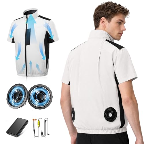YMTHE Cooling Vest for Men with 2 Fans Air Conditioner Clothes 360 Air Supply Cooling Jacket for Hiking Golf and Outdoor Work(2XL)