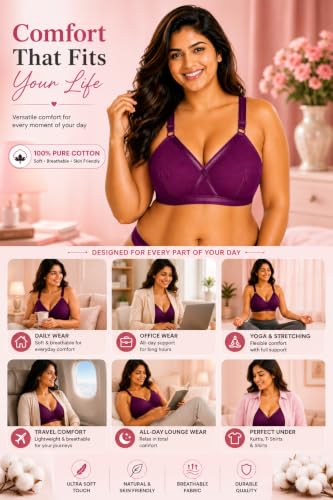 Image of SONA Perfecto Plus Size Cotton Full Coverage Bra for Women Heavy Bust