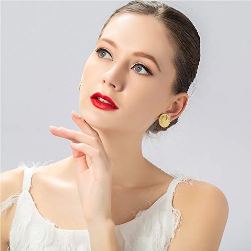 Women Gold Silver Clip Earrings Vintage Round Button Clip On Earrings Non Pierced Earrings2
