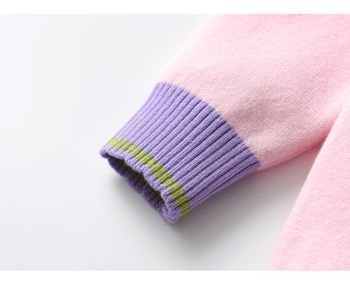 Image of Girl Pink Crewneck Sweaters Rainbow Sweater Knit Tops for 2-8 Years