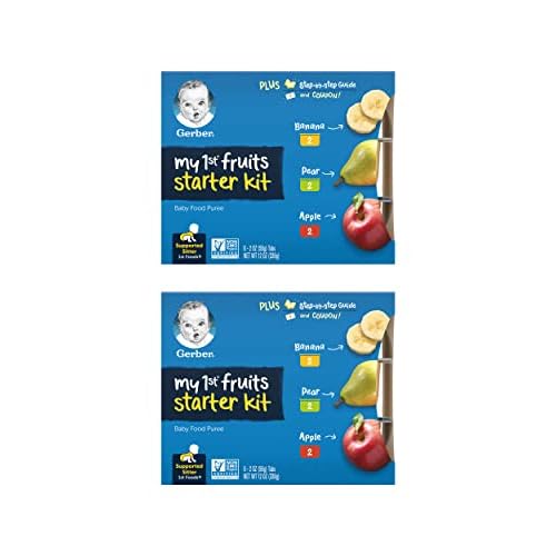 Gerber My 1st Fruits Starter Kit, Banana, Pear & Apple Puree, 2 Ounce Tubs, 2-Pack (Set of 6)