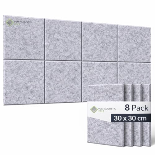 Image of YGM Acoustic Foams Luxury PET Felt Acoustic Self Adhesive Panels, 10 MM Thick, Sound Absorbing Panels for Wall | Room Noise Reducer & Sound Dampening (Marble White, 1x1 Foot - 8 Panels)