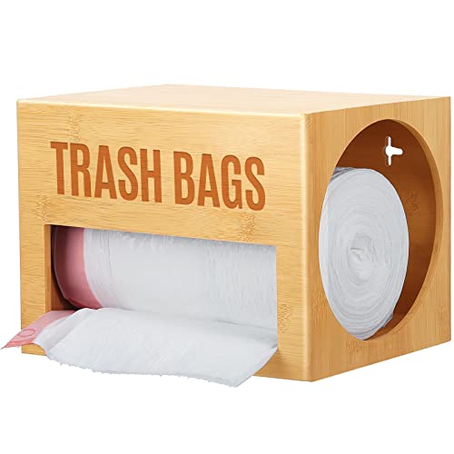 Libreshine Extra-Large Top-Loading Garbage Bag Holder Dispenser, Bamboo Trash Bag Organizer for Costco-Sized 13-33 Gallon Jumbo Rolls, Under-Sink,