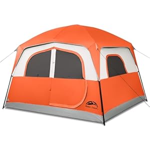 Tent 6 Person Tents for Camping, Waterproof Easy Setup Camping Tent with Rainfly, Portable Large Family Cabin Tent with 5 Large Mesh Windows and Carry Bag for Outdoor Camping & Hiking