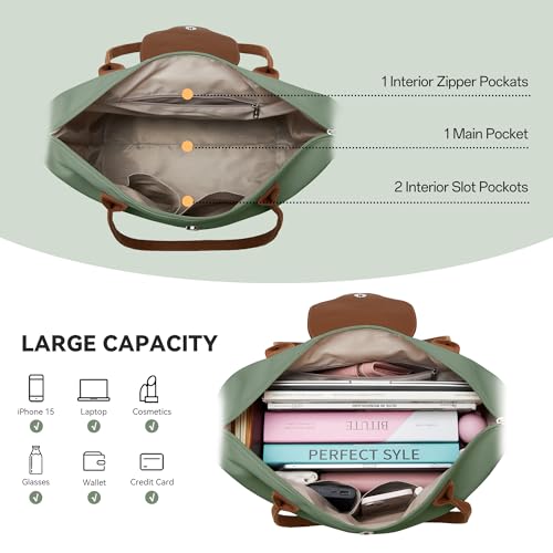 KALIDI Handtasche Damen Groß Shopper Tasche Damen Tote Bag Wasserdicht Arbeitstasche Schultertasche Für Arbeit Büro Reisen Einkaufen Schule (green)