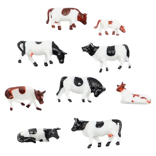 Alnicov 9 pièces modèles de Figurines d'animaux de Ferme, 1: 87 modèles de Vaches et Figurines Bien Peints pour modèle de Train à l'échelle Ho aménagement...