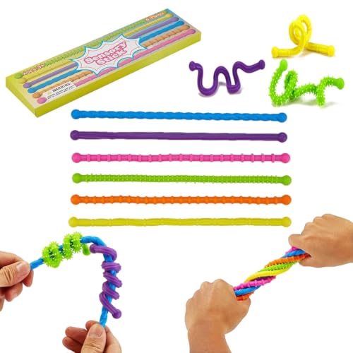 Set di 6 Giochi Antistress Sensoriali –Bastoncini Tattici Calmanti per Bambini con Autismo, ADHD e Ansia | Giochi Silenziosi da Aula, Giochi da Viaggio