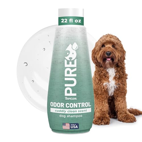 TropiClean Pure Deodorizing Dog Shampoo for Smelly Dogs, Papaya Scent, 22oz