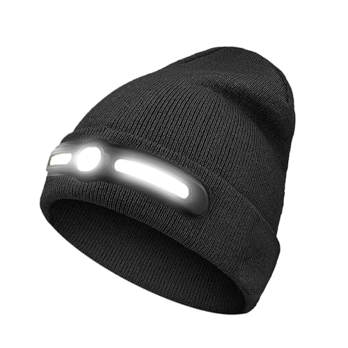 Gorro LED recargable – Accesorio luminoso recargable para cabeza – Gorro con iluminación – para hombres y mujeres, Navidad, cumpleaños, invierno y clima frío para exteriores camping carreras de