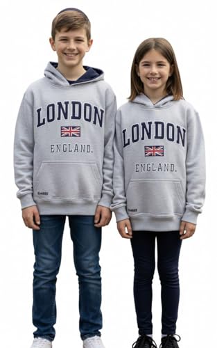 Sweat à capuche enfant gris London England chaud et facile à laver