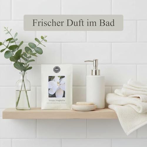 2er Set Duftsäckchen Sweet Magnolia Florale Duftbeutel mit sanftem blumigem Charakter aus Magnolie, grünen Blättern und floralem Moschus dekorativer Raumduft für Kleiderschrank, Bad und Wohnraum