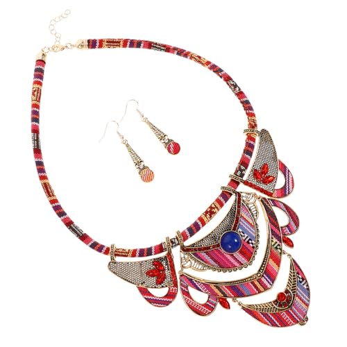 Conjunto de collar y pendientes bohemios de resina verde con varios estilos de uso