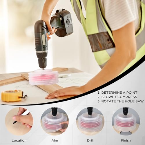 Otoolling 4 Inch & 6 Inch Hole Saw for Recessed Lights and Can Lights - Drill Hole Cutter, with 2 Dust Bowl Dust Collection Construction Kit for Wood Ceiling Plastic Metal Drywall (Red) by Otoolling - Used condition - Image 5